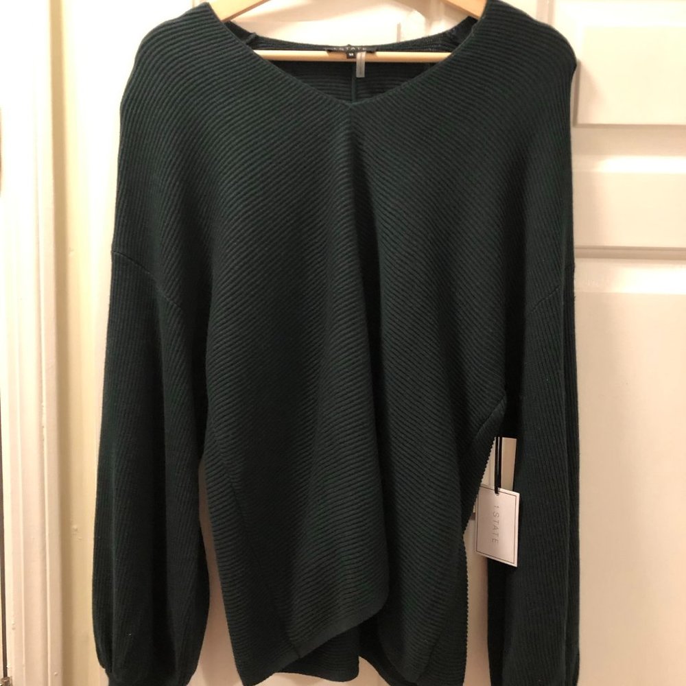 Dark Green 1.State Bubble Sleeve Sweater